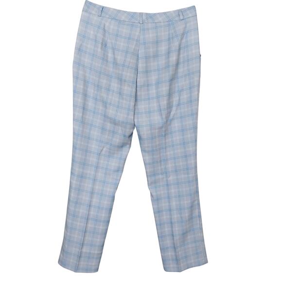Suit Set Jacket and Pants Size Medium Light Blue Plaid One Button Closure Lined - Picture 12 of 12